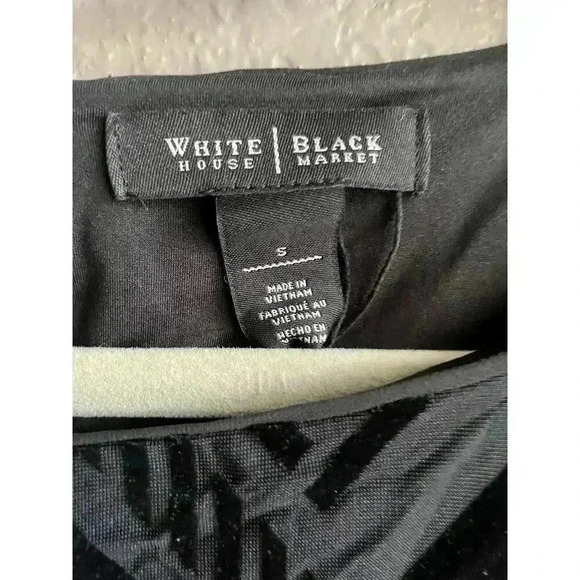 White House Black Market Black Geometric Burnout Velvet Shift Dress Size S - Picture 4 of 7